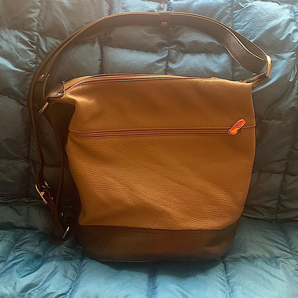 Valentina Leather Bucket Shoulder Bag w/ certificate of authenticity, Italy